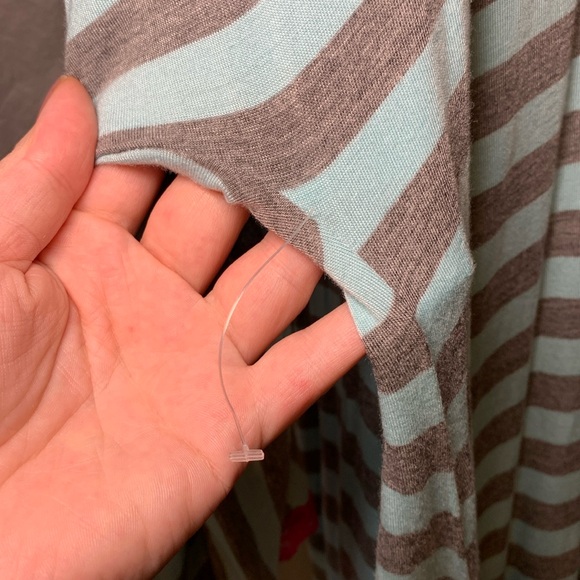 NWOT Medium Honeydew Intimates Lace Trim Striped Robe Gray / Mint - Picture 10 of 15